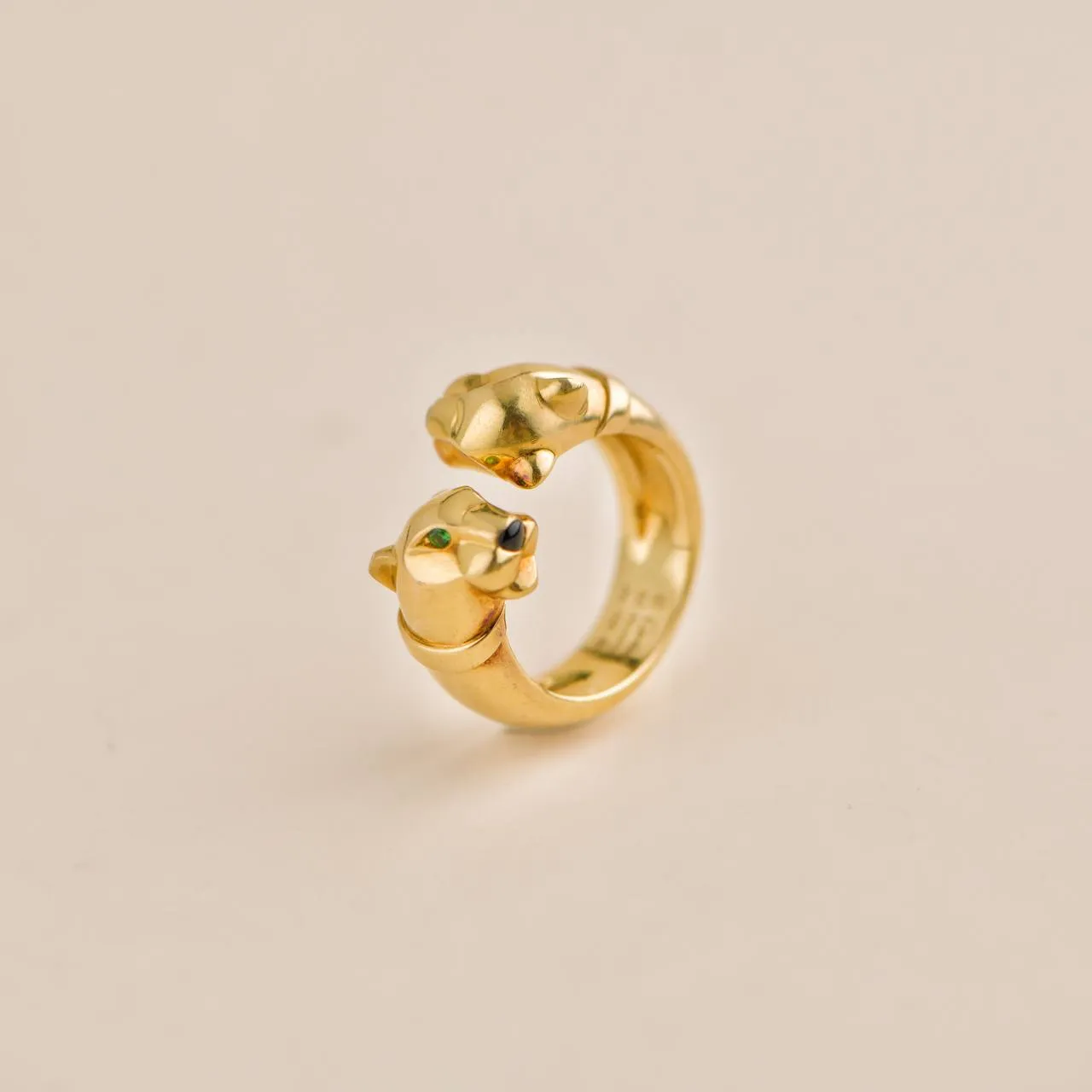 Cartier Panth??re Double Leopard Head Yellow Gold Ring Size 52