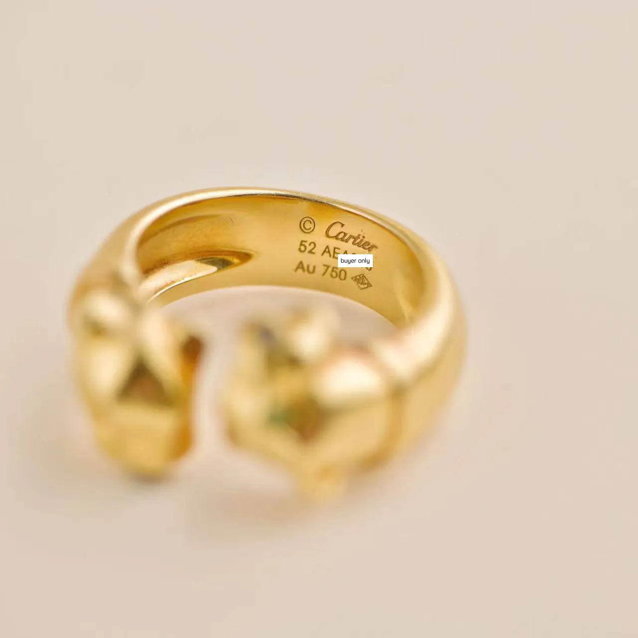 Cartier Panth??re Double Leopard Head Yellow Gold Ring Size 52