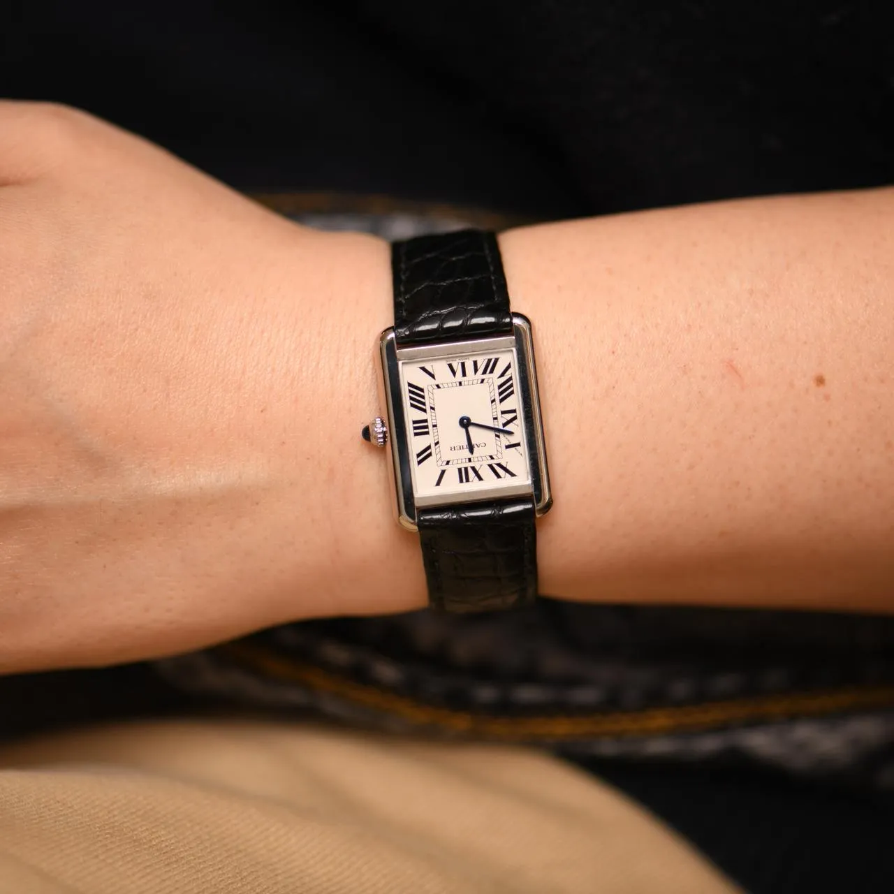 Cartier Tank Solo W5200005 Stainless Steel Leather Wristwatch