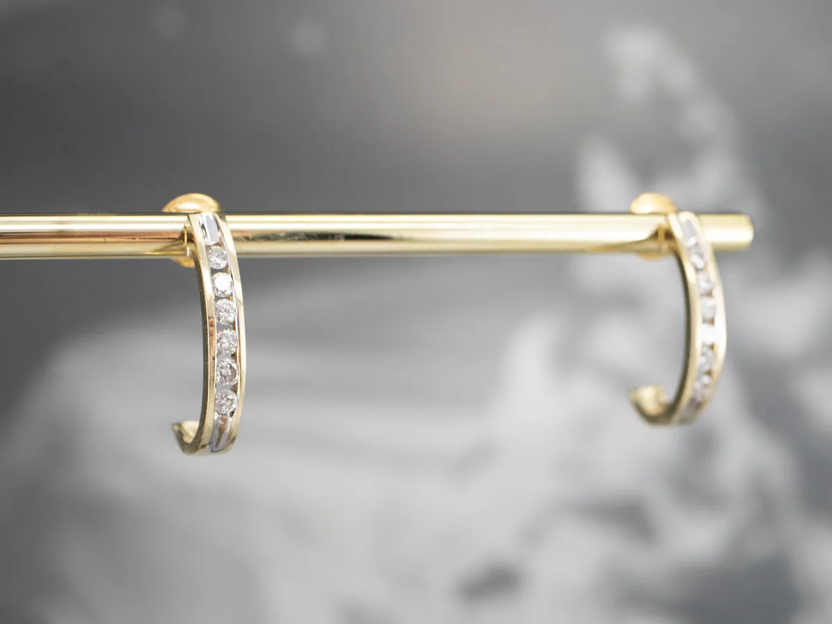 Channel Set Diamond Drop Earrings