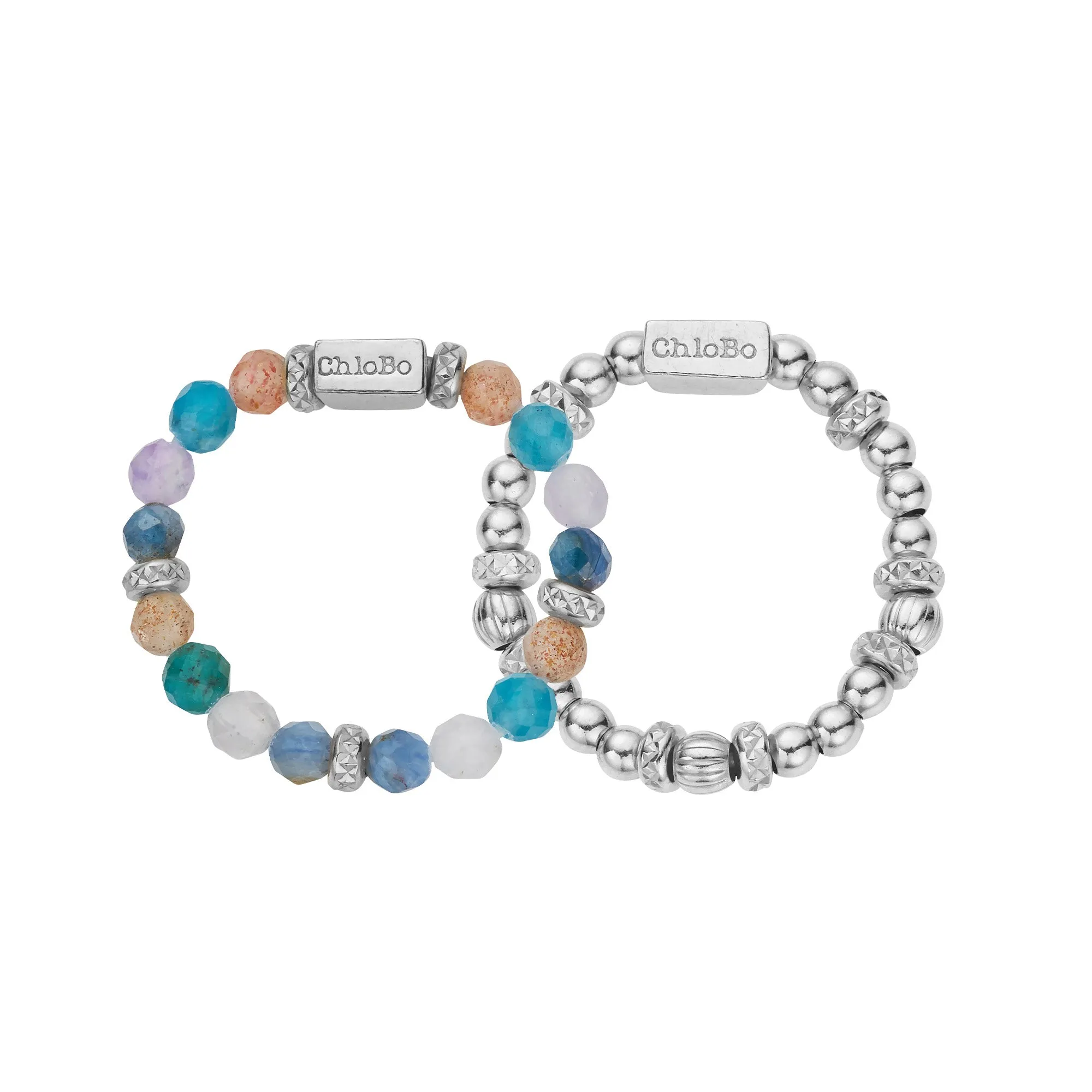 Chlobo Sterling Silver Beautiful Energy Set of 2 Rings