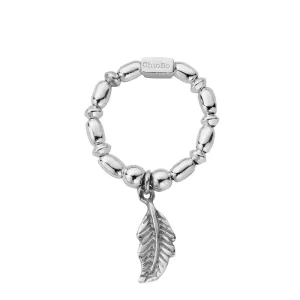 ChloBo Sterling Silver Mini Rice Feather Stretch Ring