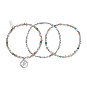 ChloBo Sterling Silver Soul Vibrations Set of 3 Rings