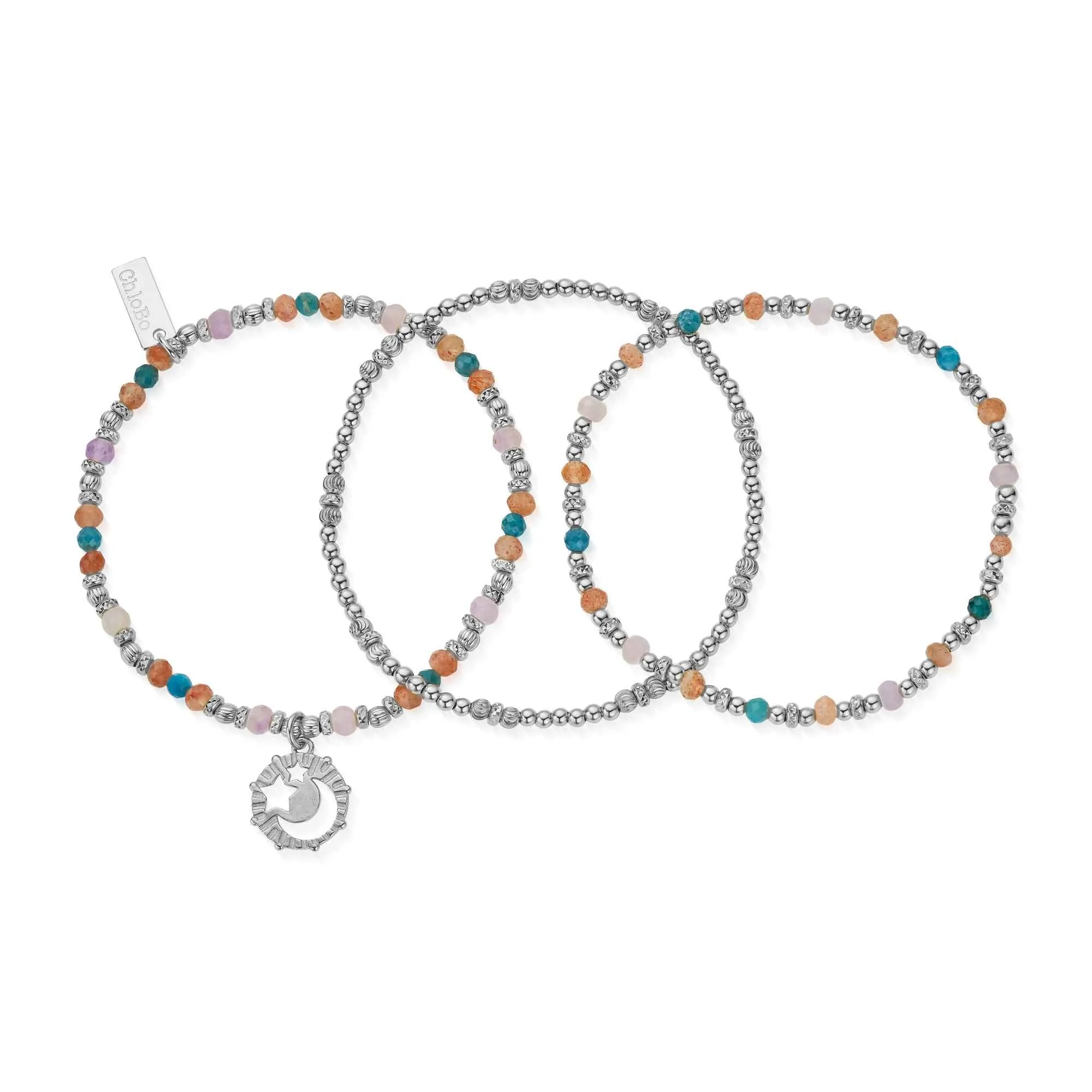 ChloBo Sterling Silver Soul Vibrations Set of 3 Rings
