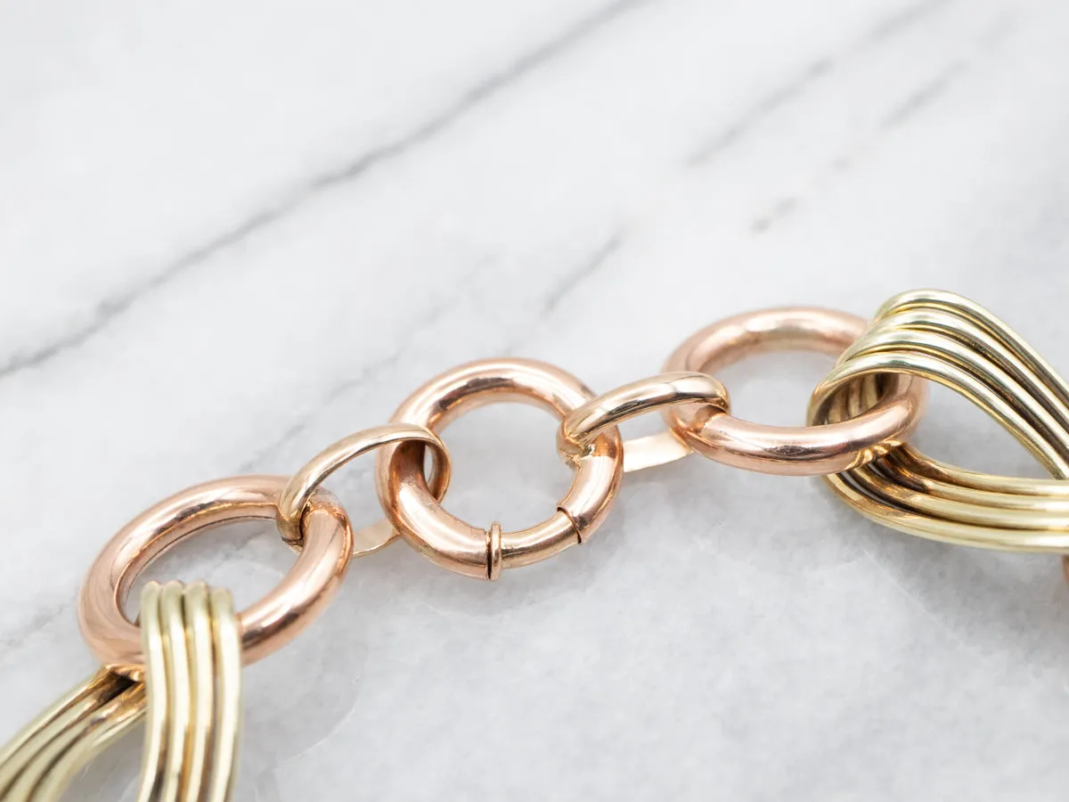 Chunky Two Tone Gold Chain Link Bracelet