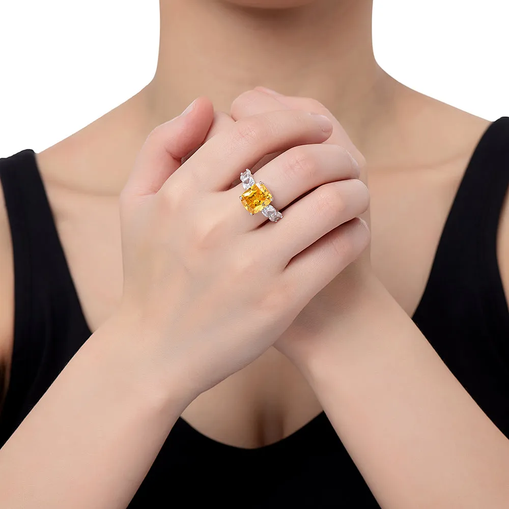 Citrine and CZ Stone Ring