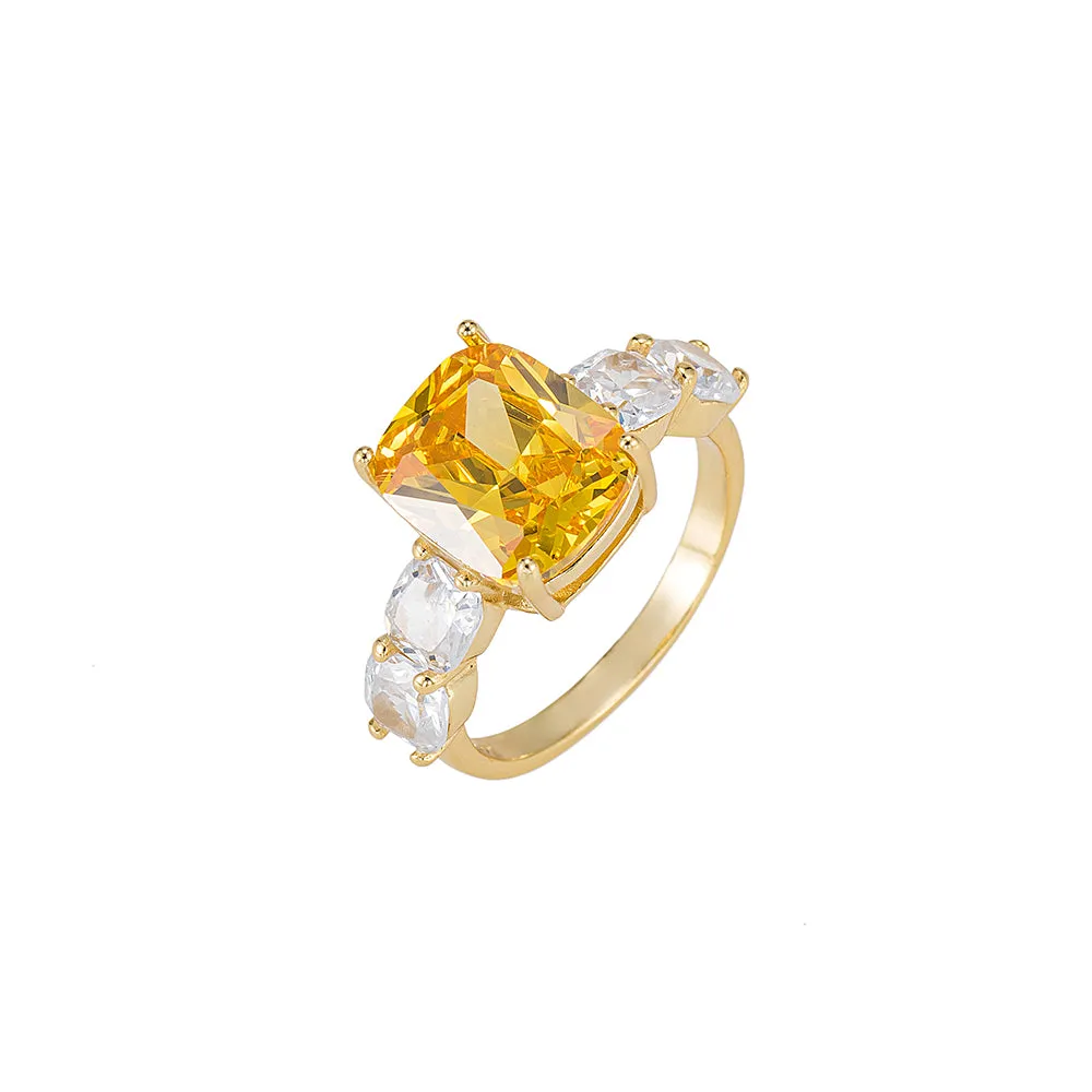 Citrine and CZ Stone Ring