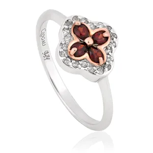 Clogau Tudor Court Sterling Silver Garnet Ring D