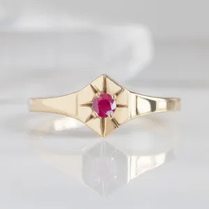 Custom Ruby Birthstone Signet Ring | Yellow, Rose or White Gold