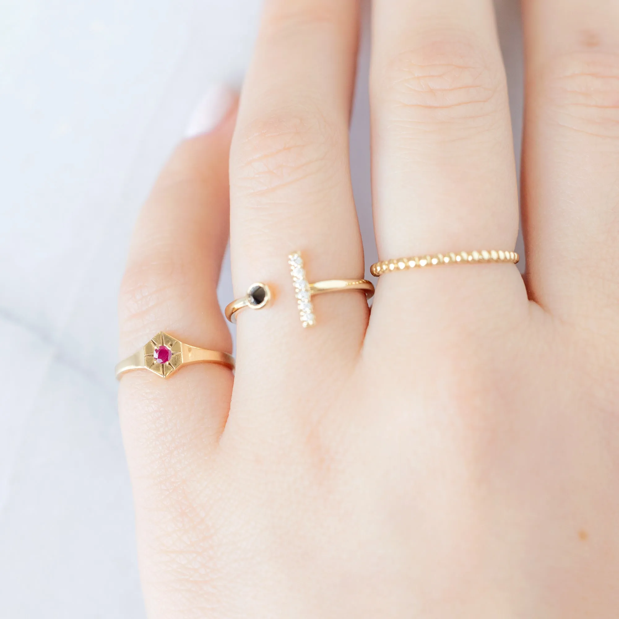 Custom Ruby Birthstone Signet Ring | Yellow, Rose or White Gold