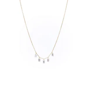 Dana?? Baguette Cut 18K Gold Necklace w. Diamonds