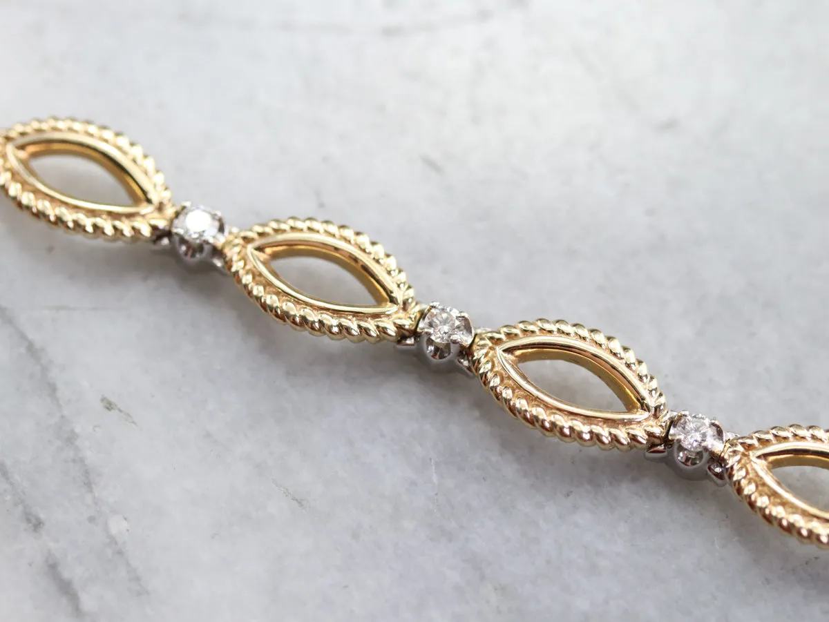 Diamond Gold Marquise Link Bracelet