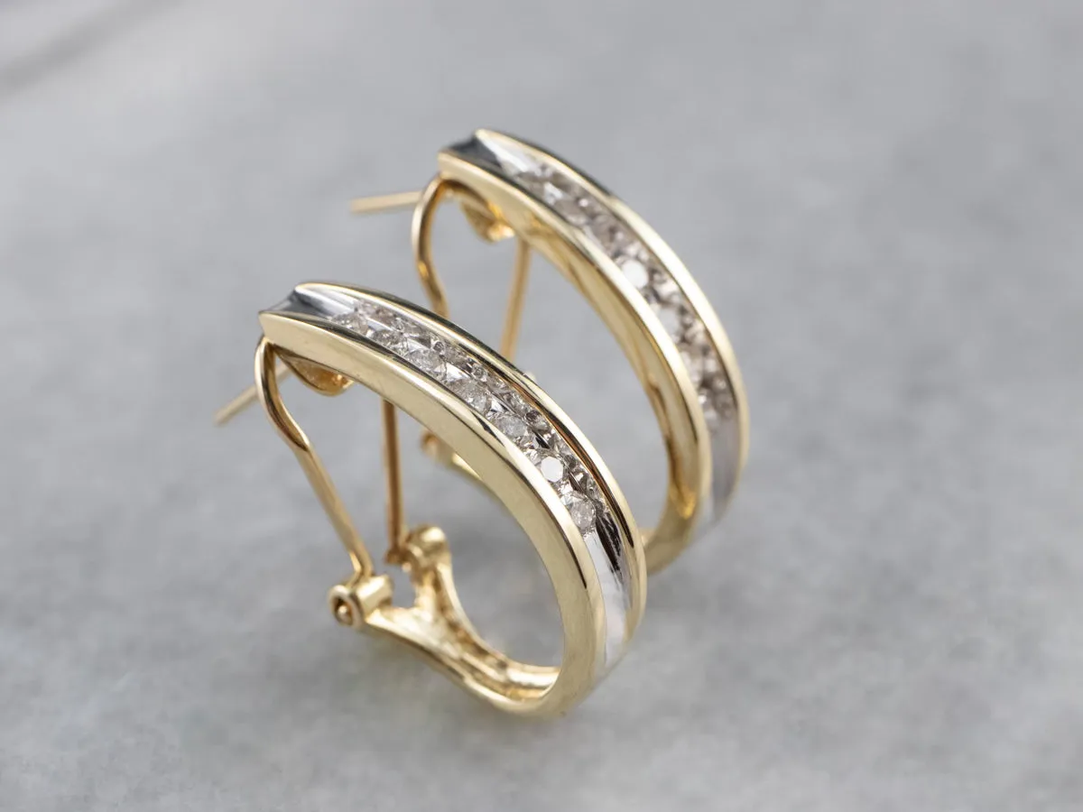 Diamond Gold Partial Hoop Earrings