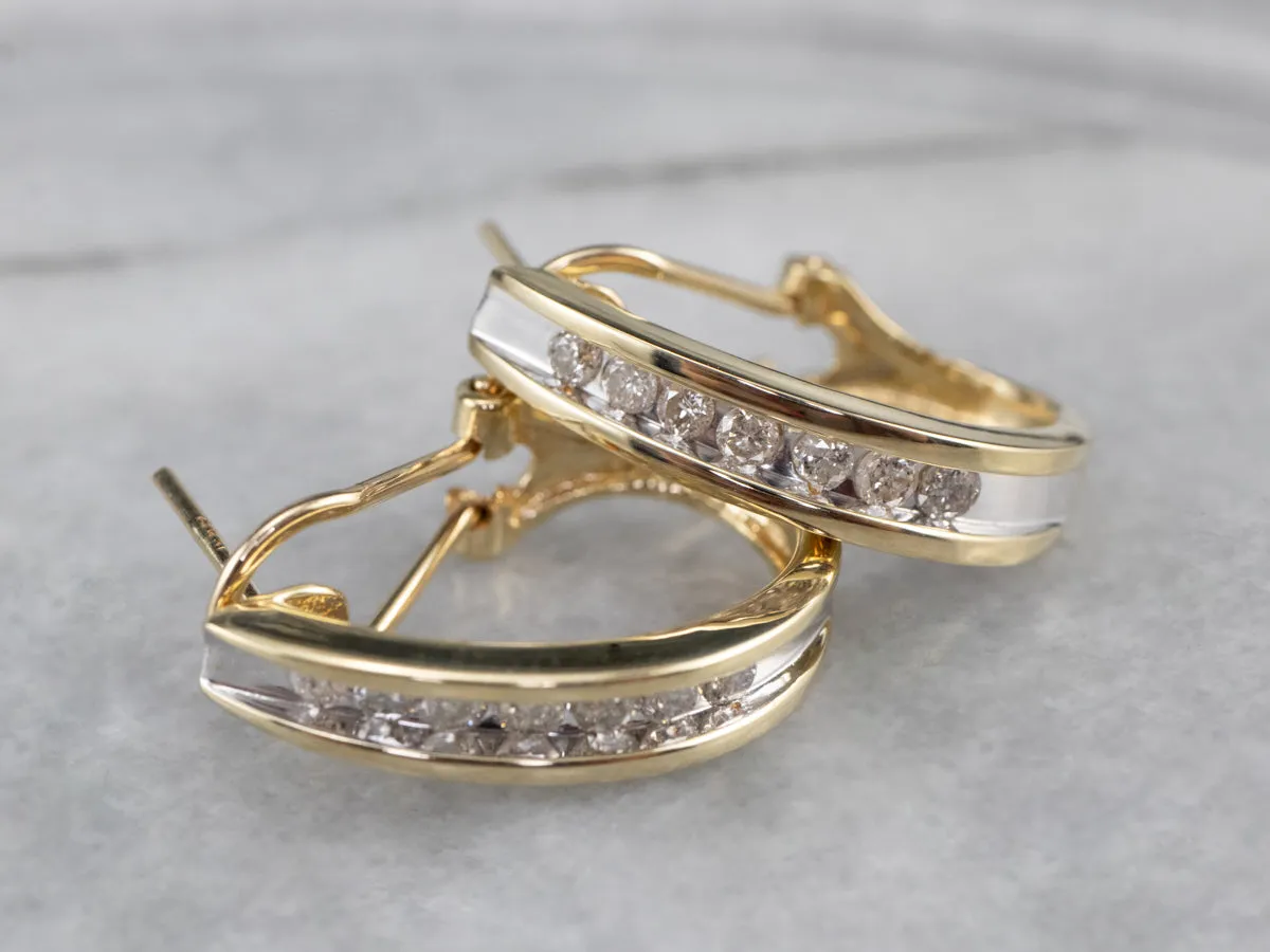 Diamond Gold Partial Hoop Earrings