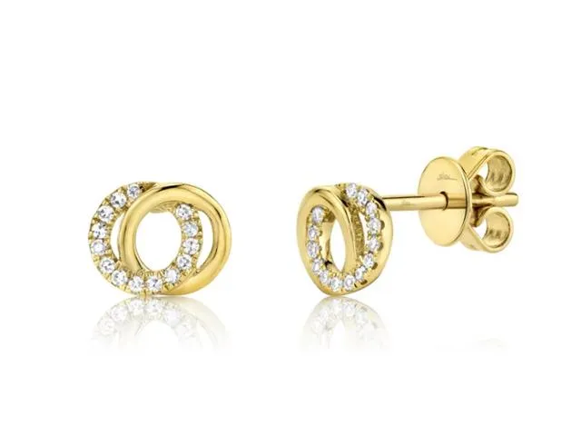 Diamond Love Knot Circle Earrings