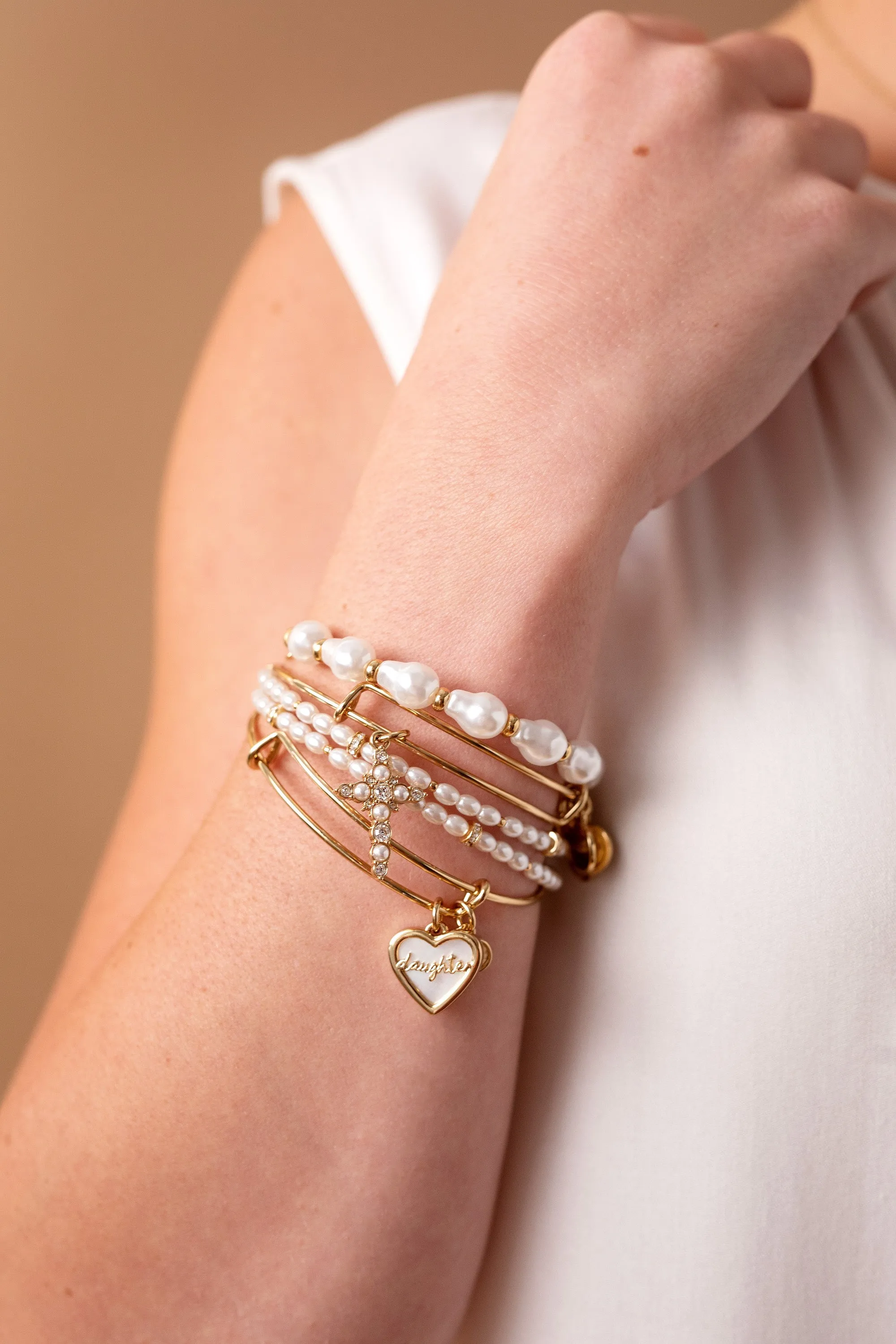 Divine Guides Pearl Cross Bangle