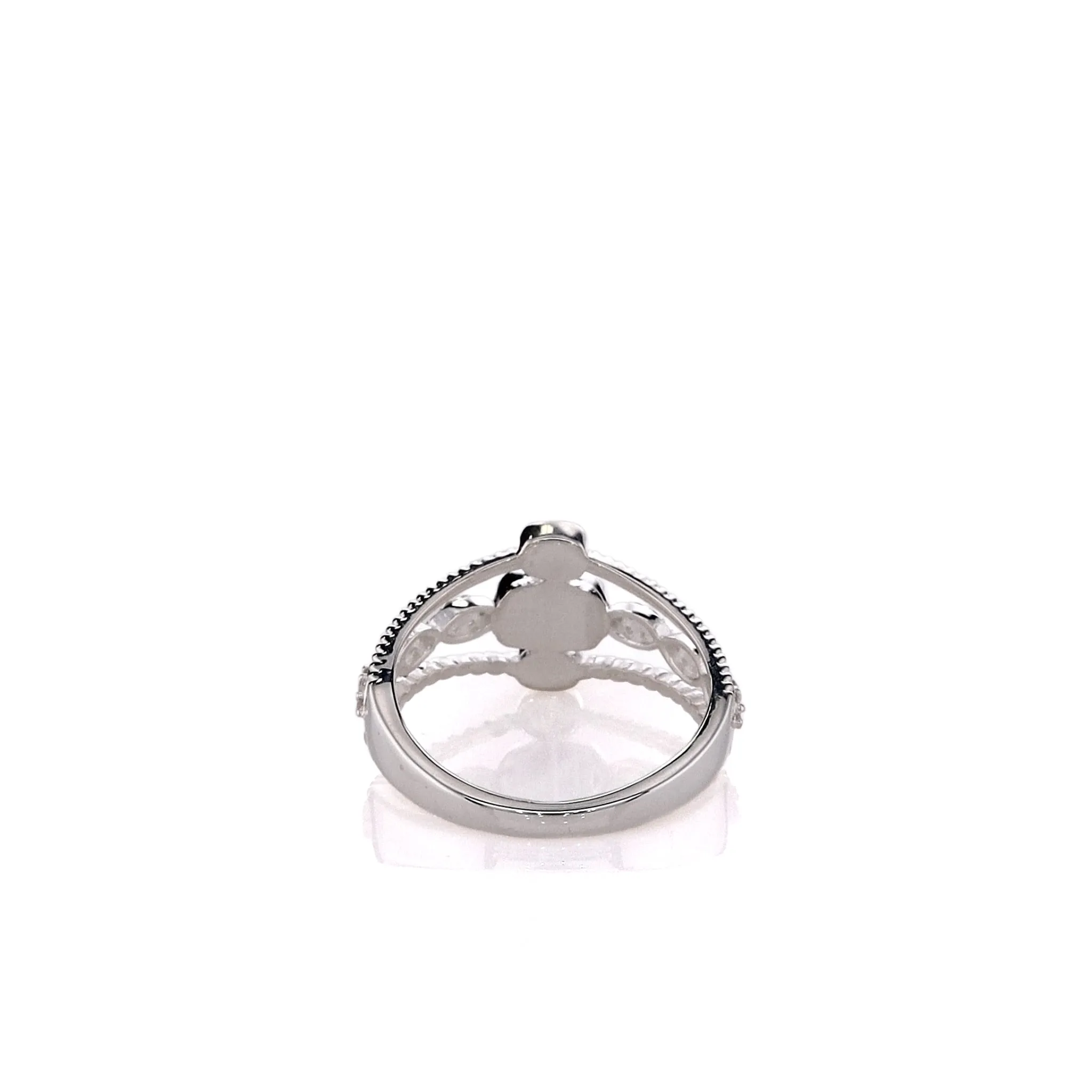 Dune Sterling Silver Diamond & Abalone Boho Stack Ring - Size 8