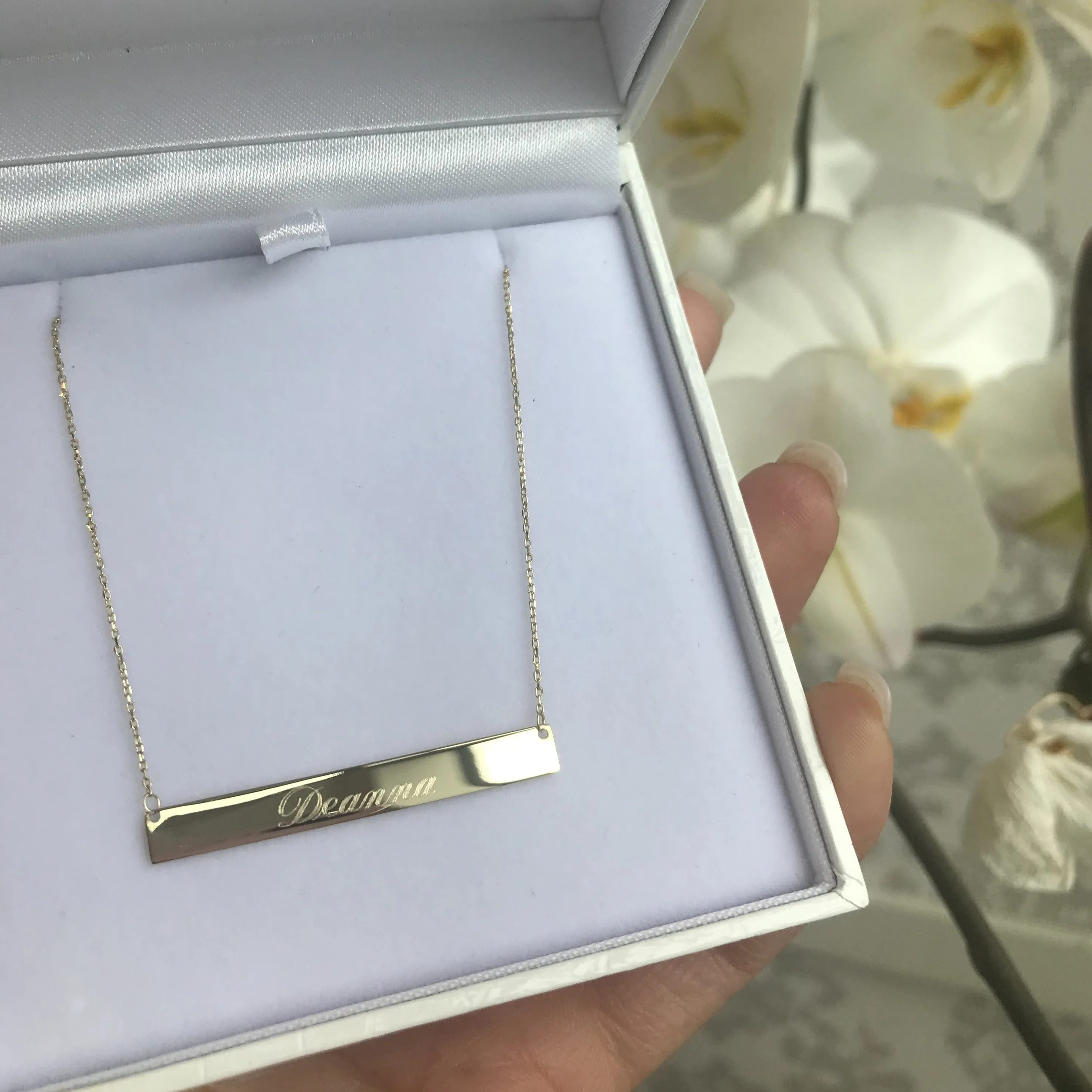 Engravable- 10k Gold Bar Necklace