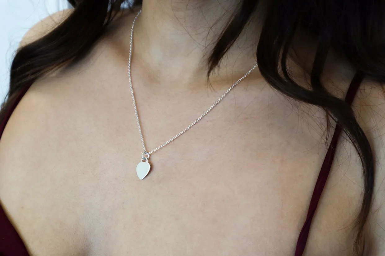 Engravable - 925 Sterling Silver Heart Necklace