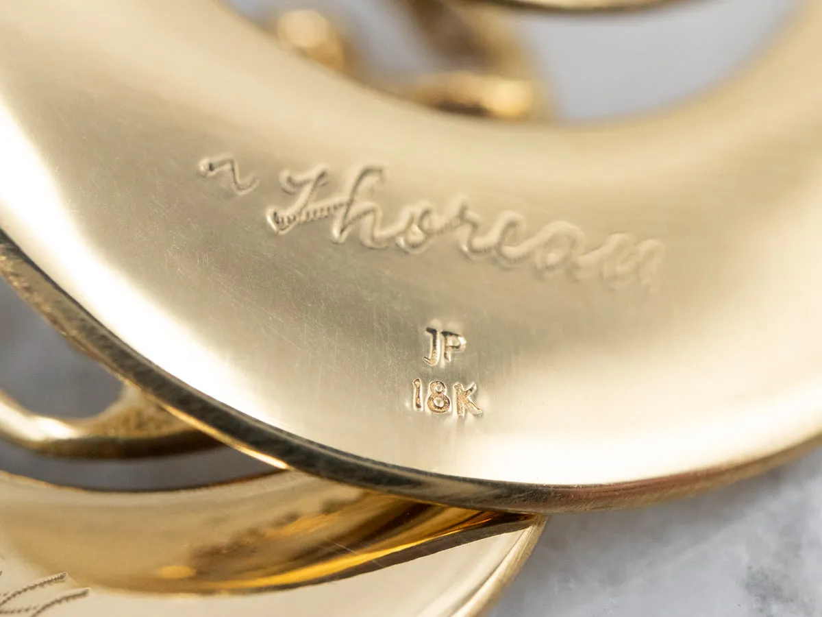 Engraved Gold Drop Earrings with Henry David Thoreau Quote
