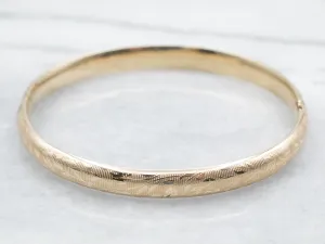 Engraved Gold Hinged Bangle Bracelet