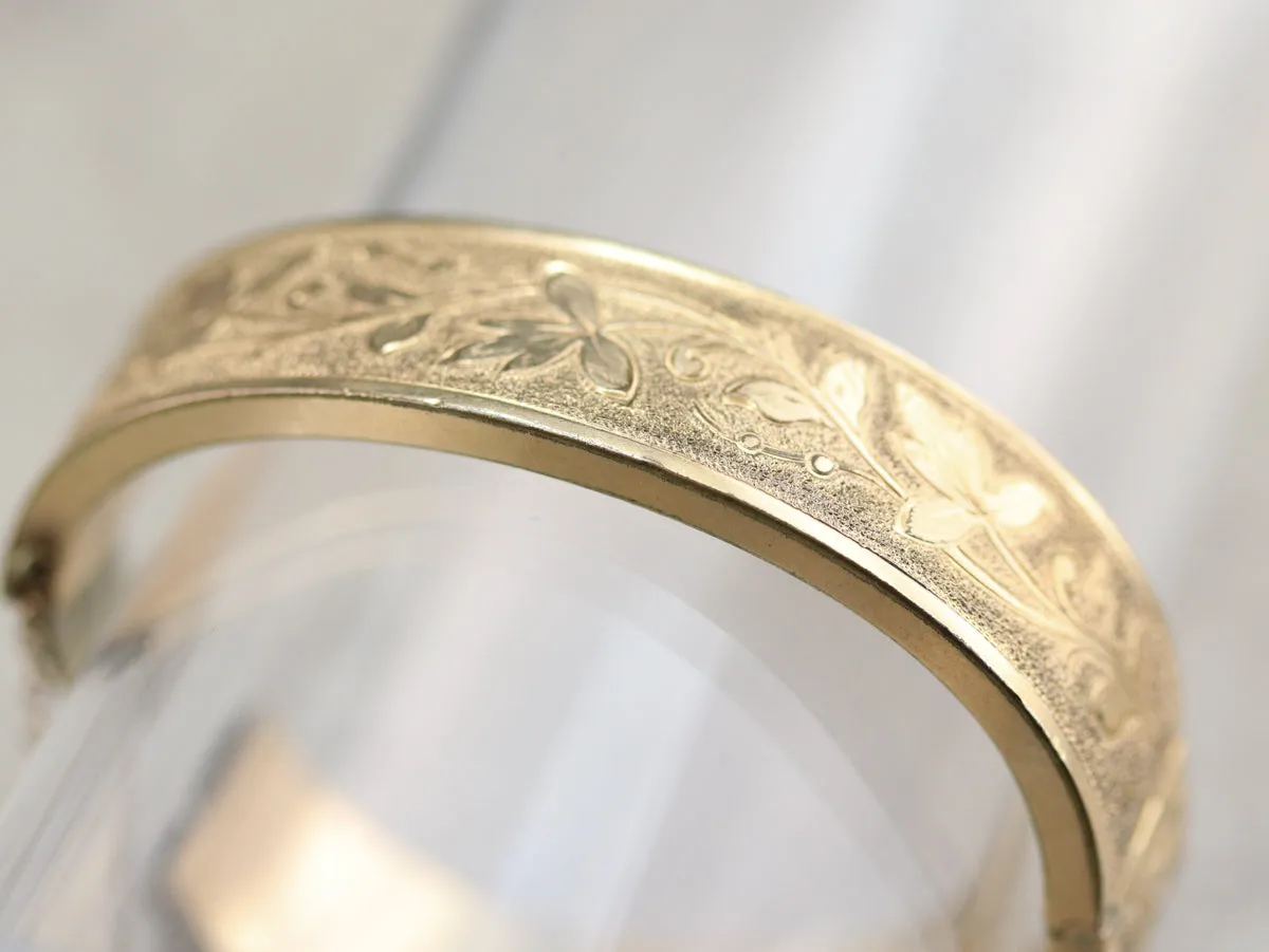 Engraved Ivy Vine Gold Fill Bracelet