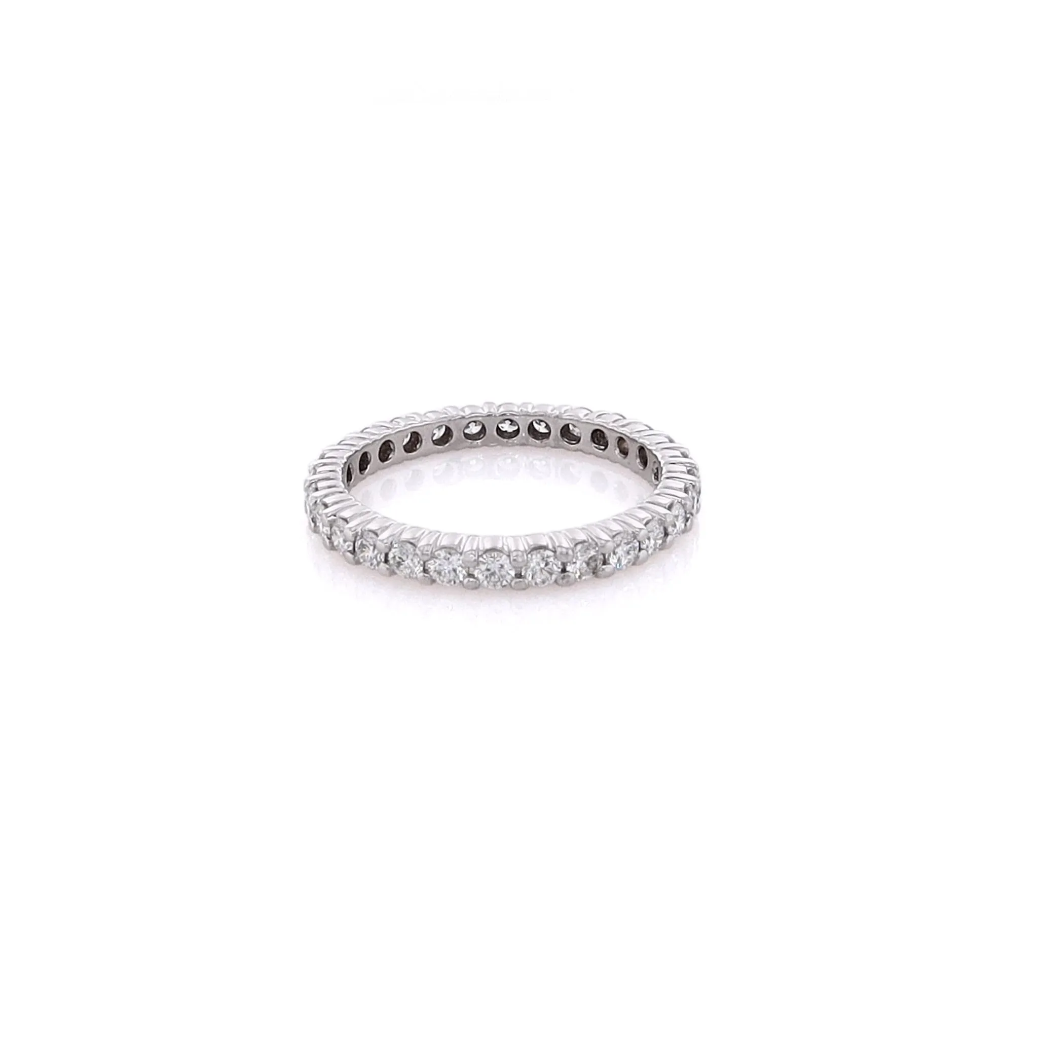 Estate 14 Karat White Gold Shared Prong Diamond Eternity Wedding Band