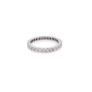Estate 14 Karat White Gold Shared Prong Diamond Eternity Wedding Band