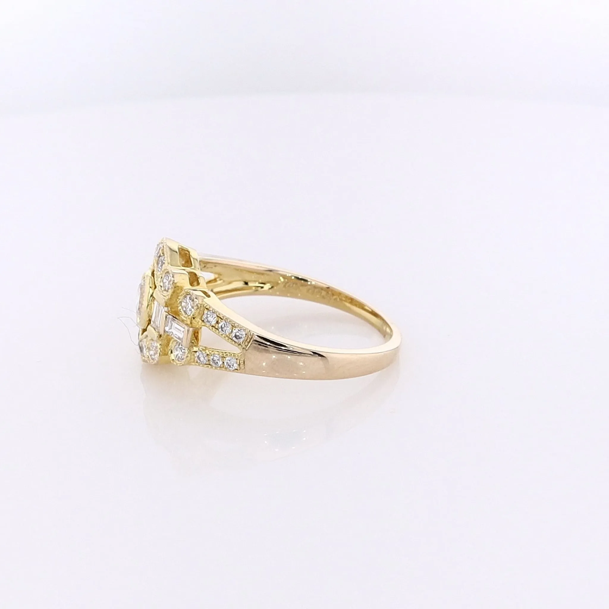 Estate 14 Karat Yellow Gold Bezel Set Diamond Ring