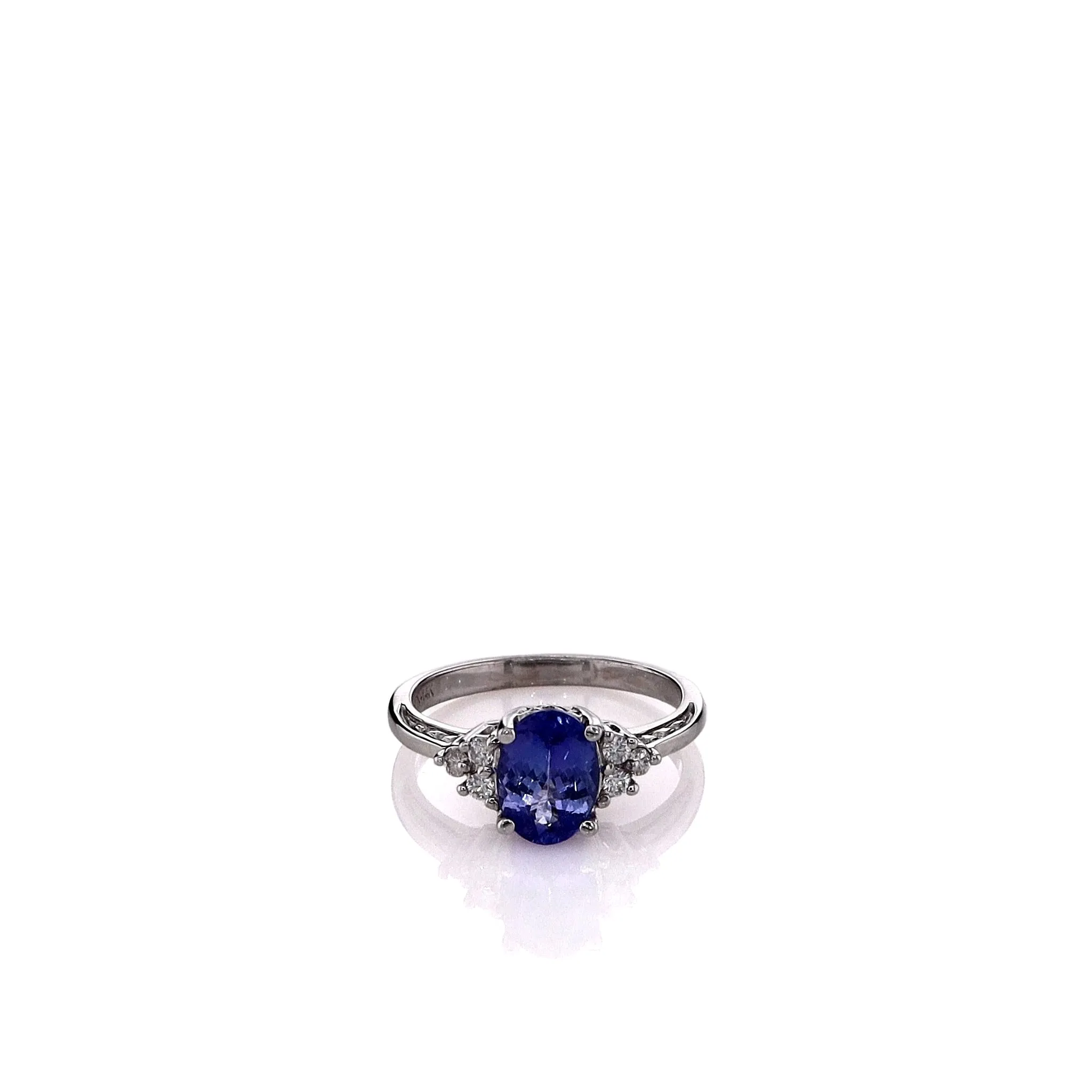 Estate 14k White Gold Purple Oval Tanzanite and Diamond Ring