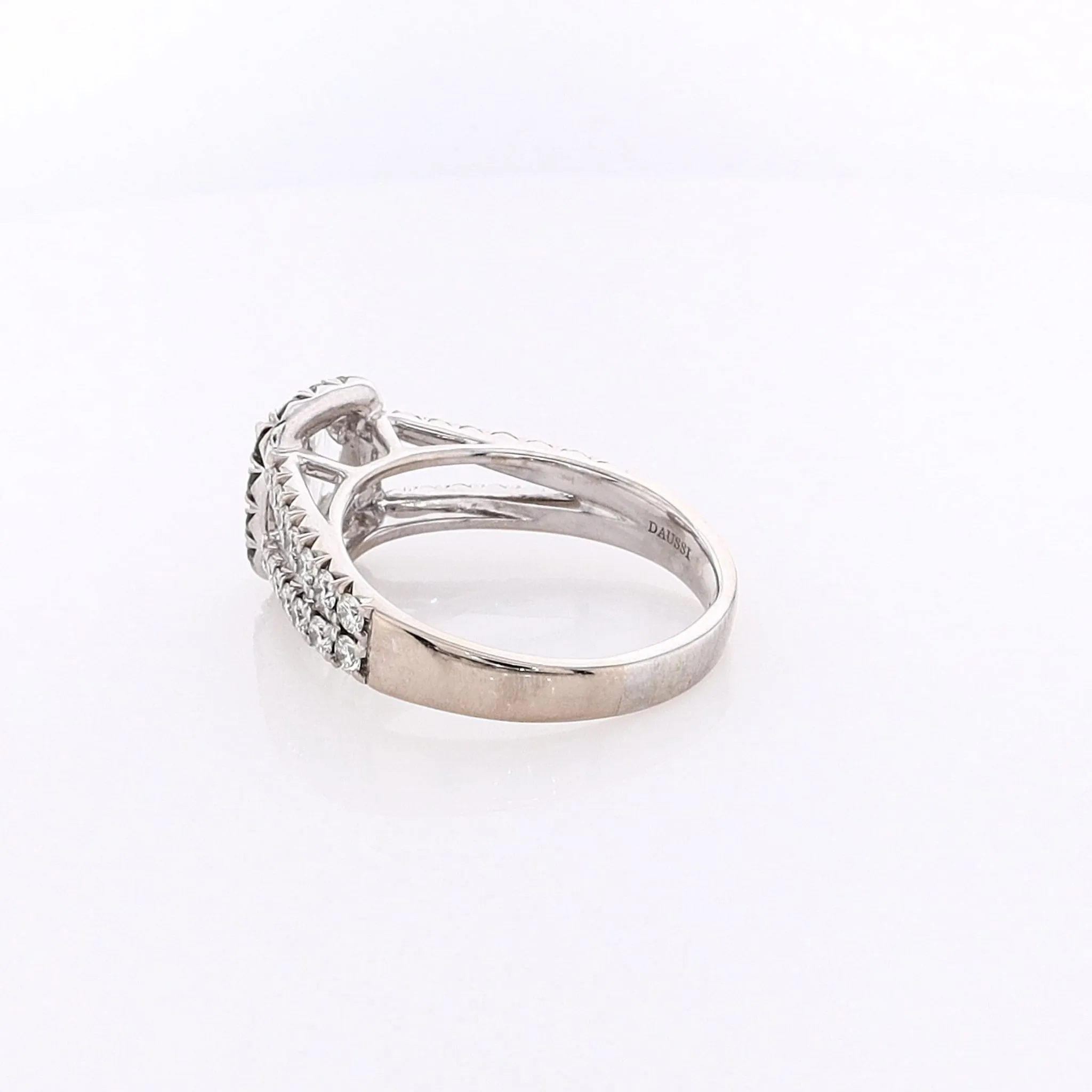 Estate Henri Daussi 18 Karat White Gold Diamond Engagement Ring