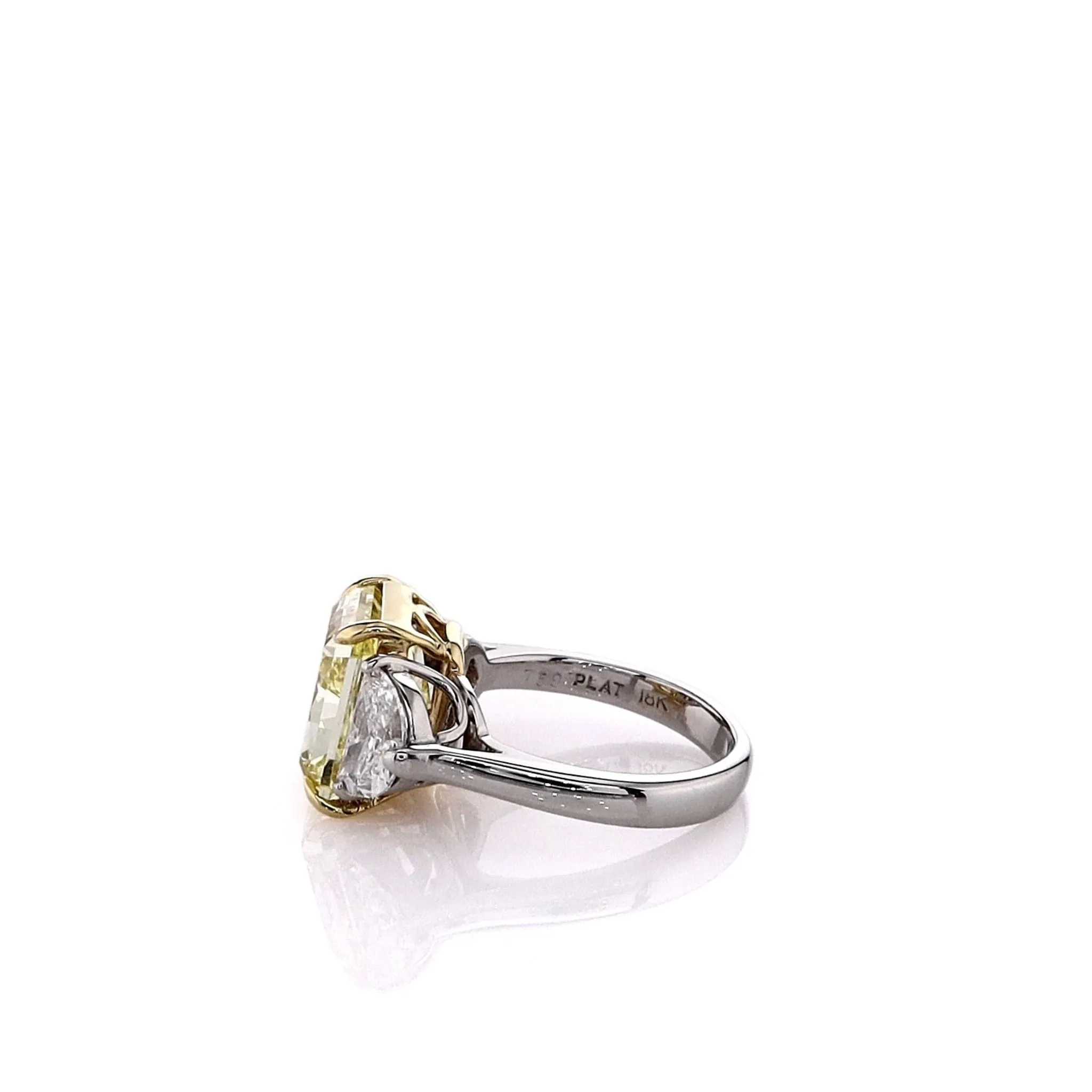 Estate Platinum 6.72ct Fancy Yellow Diamond Three Stone Ring With GIA Certification 2235151984