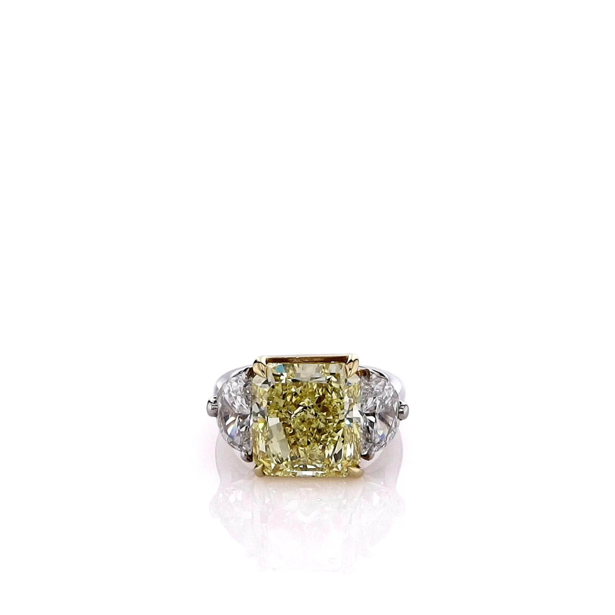 Estate Platinum 6.72ct Fancy Yellow Diamond Three Stone Ring With GIA Certification 2235151984