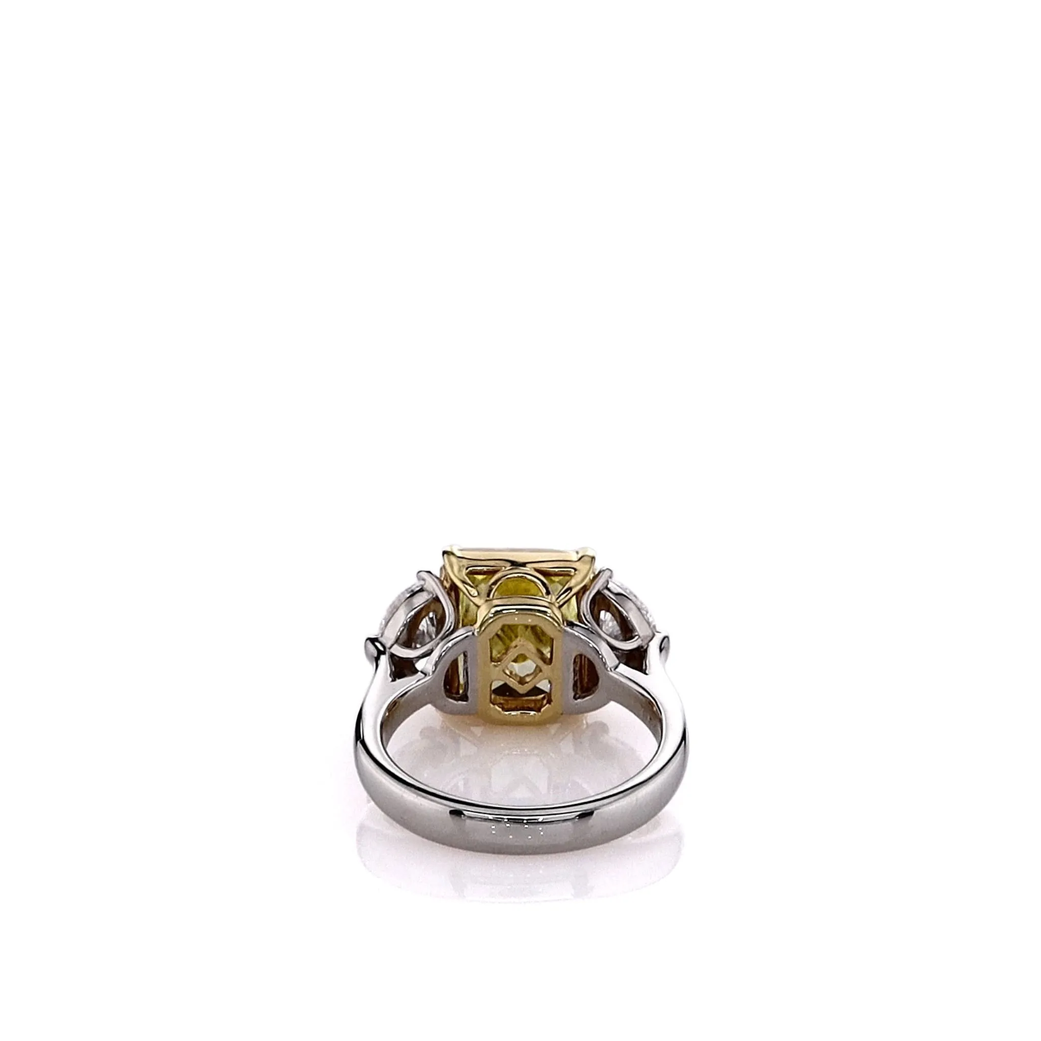 Estate Platinum 6.72ct Fancy Yellow Diamond Three Stone Ring With GIA Certification 2235151984