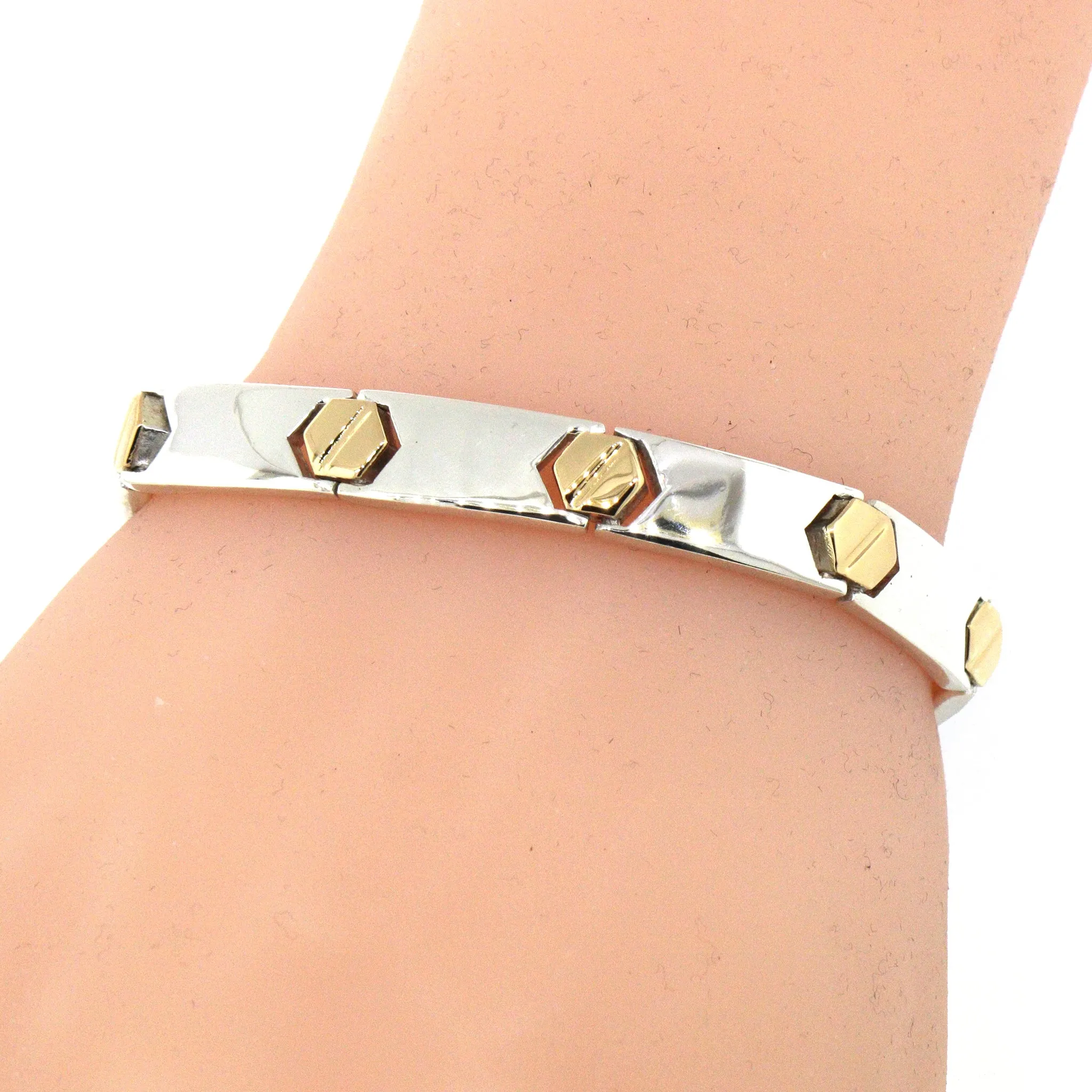 Estate?Bayanihan Sterling Silver and 18k Gold Bracelet