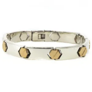 Estate?Bayanihan Sterling Silver and 18k Gold Bracelet