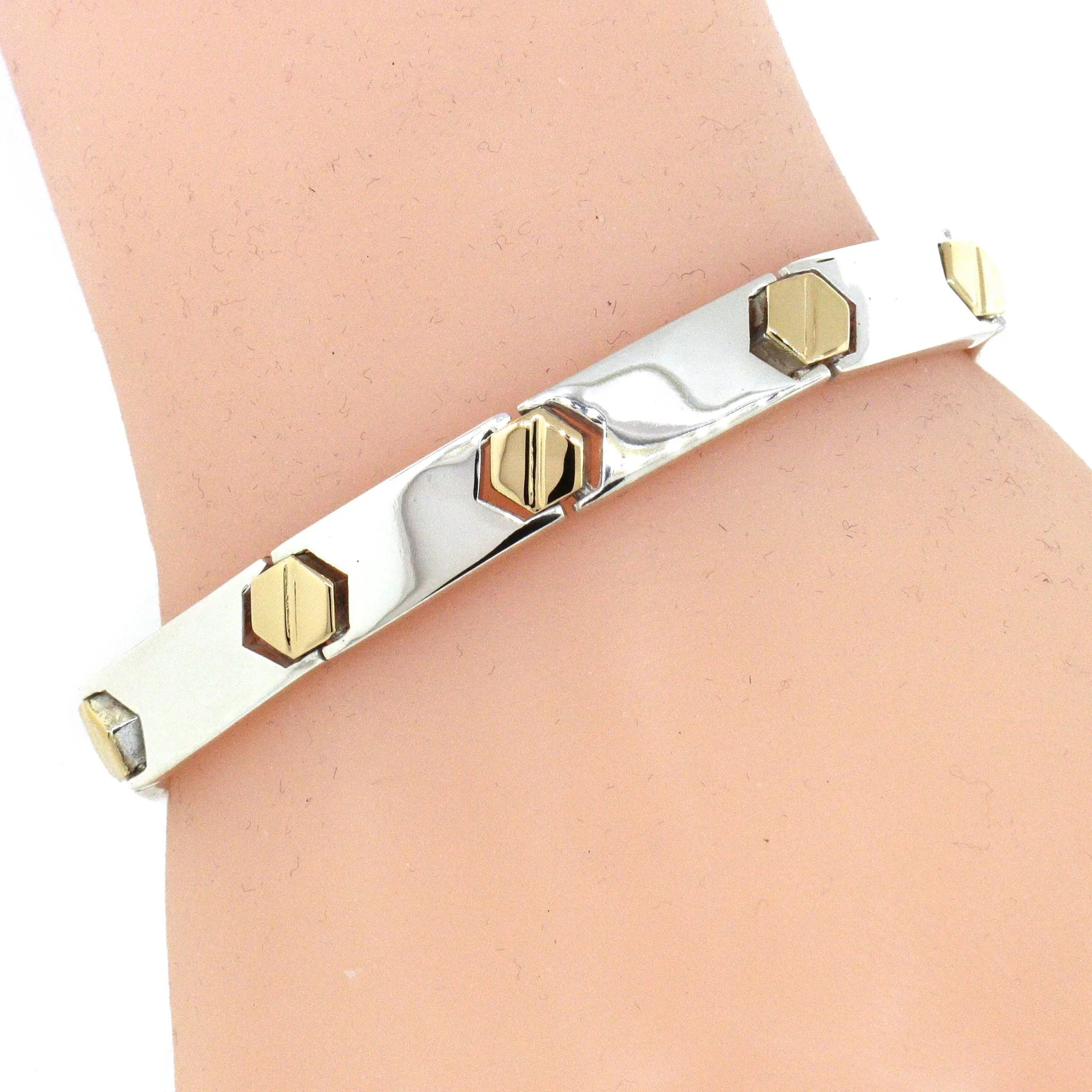 Estate?Bayanihan Sterling Silver and 18k Gold Bracelet