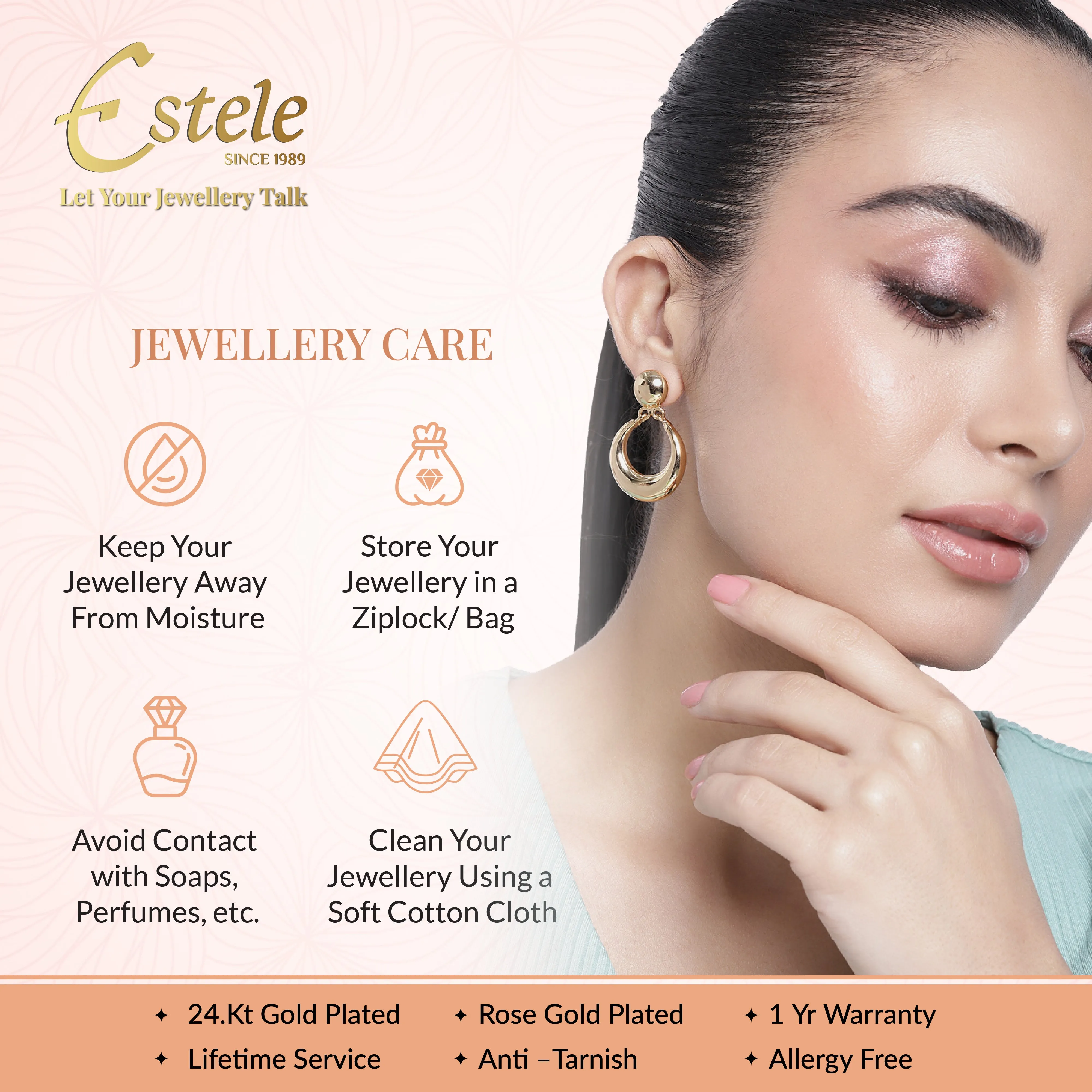 Estele Gold Plated Splendid Evil Eye Black Beads Bracelet for Women