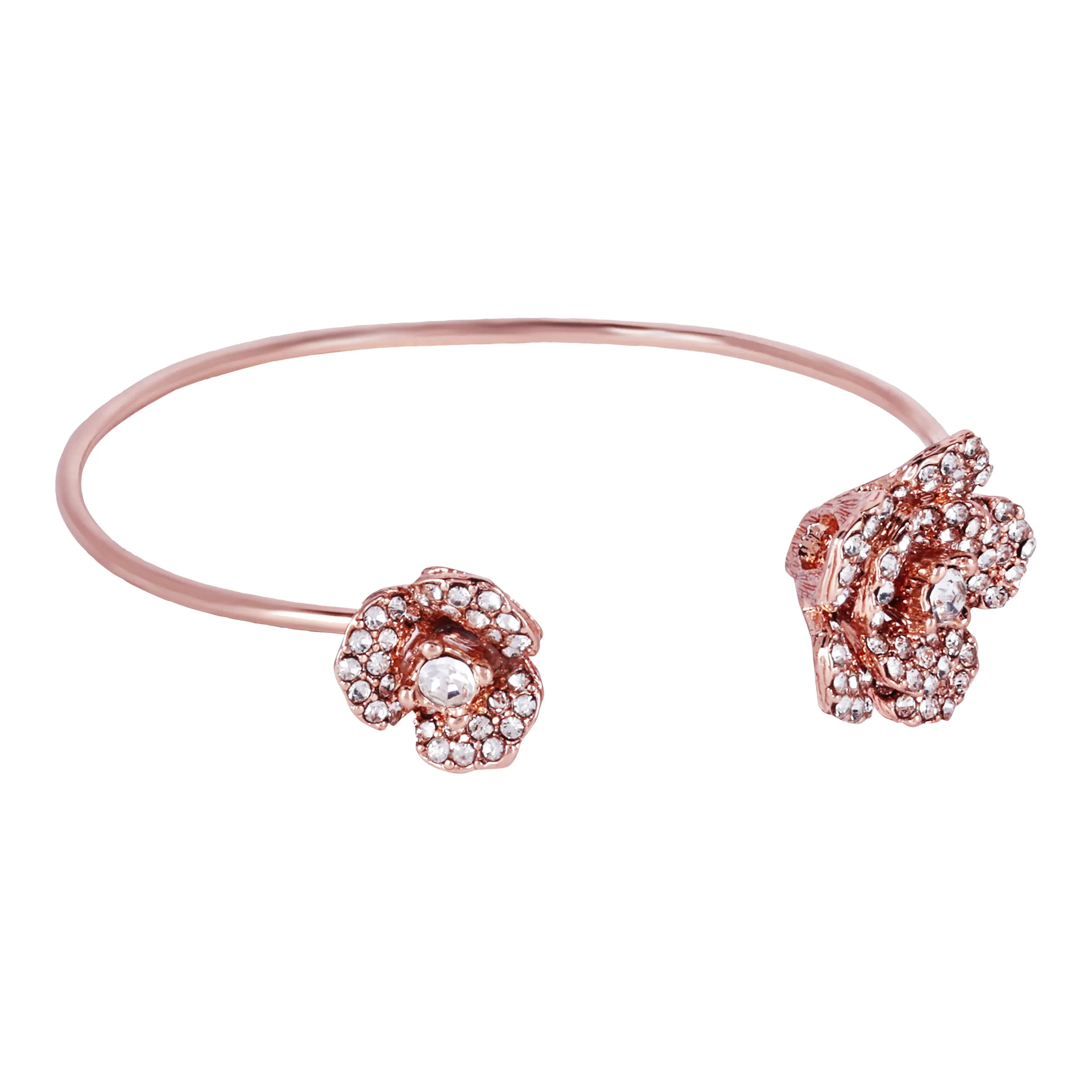Estele Rose Collectiona??? Stunning Floral Rose Design Cuff Bracelet with Premium Rosegold Finish Jewelry for Womena??? A Timeless Piece for All Occasions