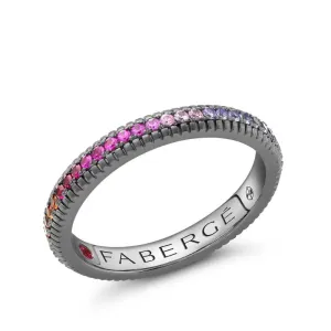 Faberge 18ct White Gold Black Rhodium Plated Multicoloured 2.7mm Fluted Band Ring