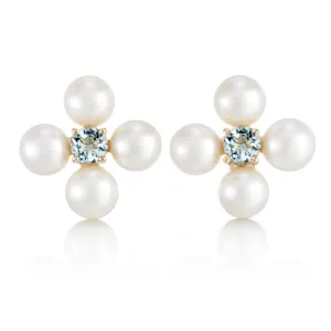Flora Earrings in Pearls & Aquamarines