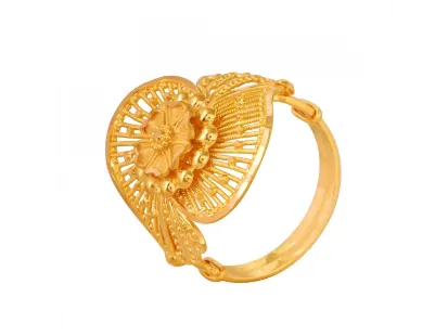 Floral Mesh Gold Finger Ring