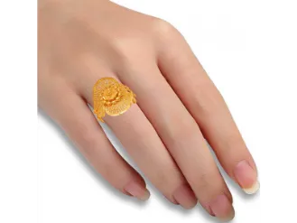 Floral Mesh Gold Finger Ring