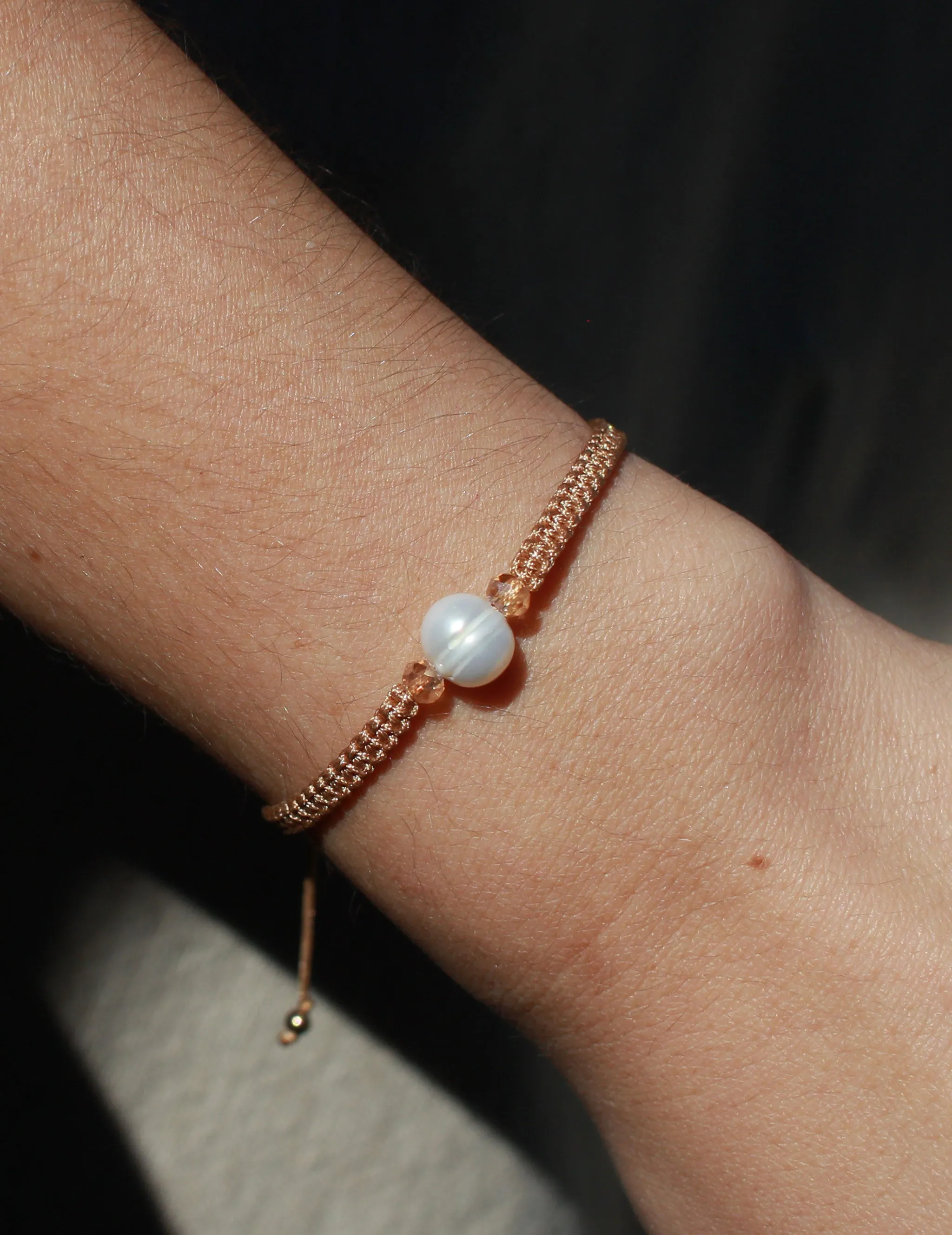 Freshwater Pearl Stacker Bracelet ??Honey Thread