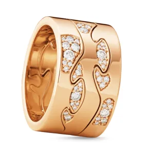 Georg Jensen Fusion 18ct Rose Gold Diamond Pave Three Piece Ring AA Centre AB