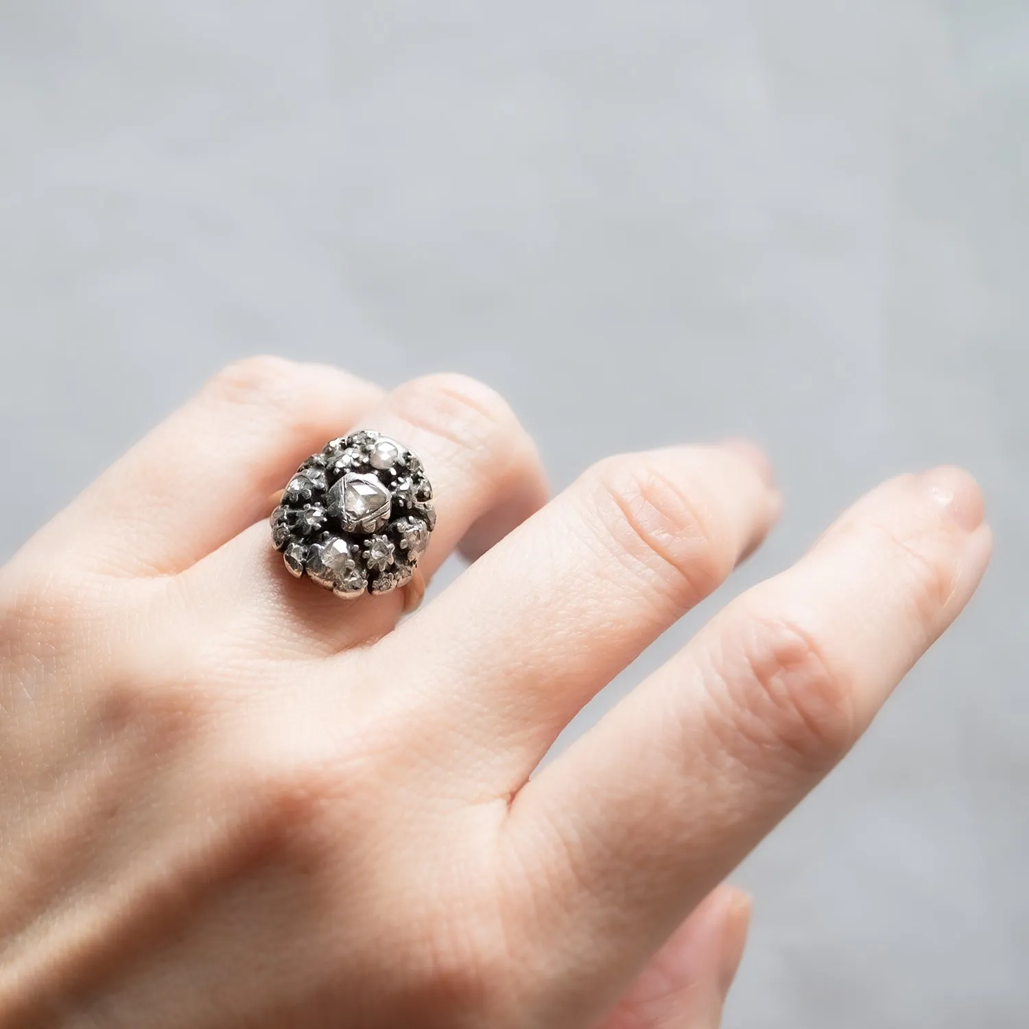 Georgian Diamond Halo Ring