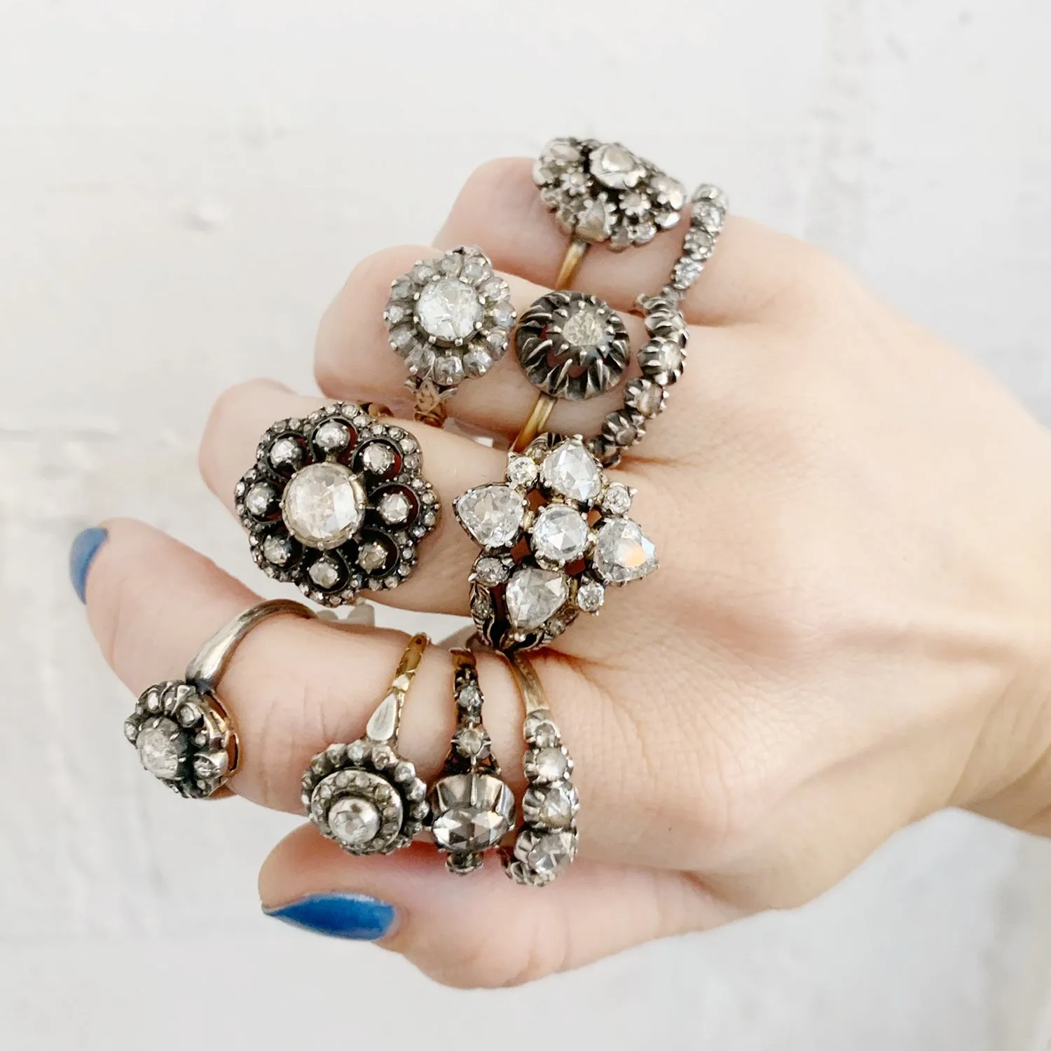 Georgian Diamond Halo Ring