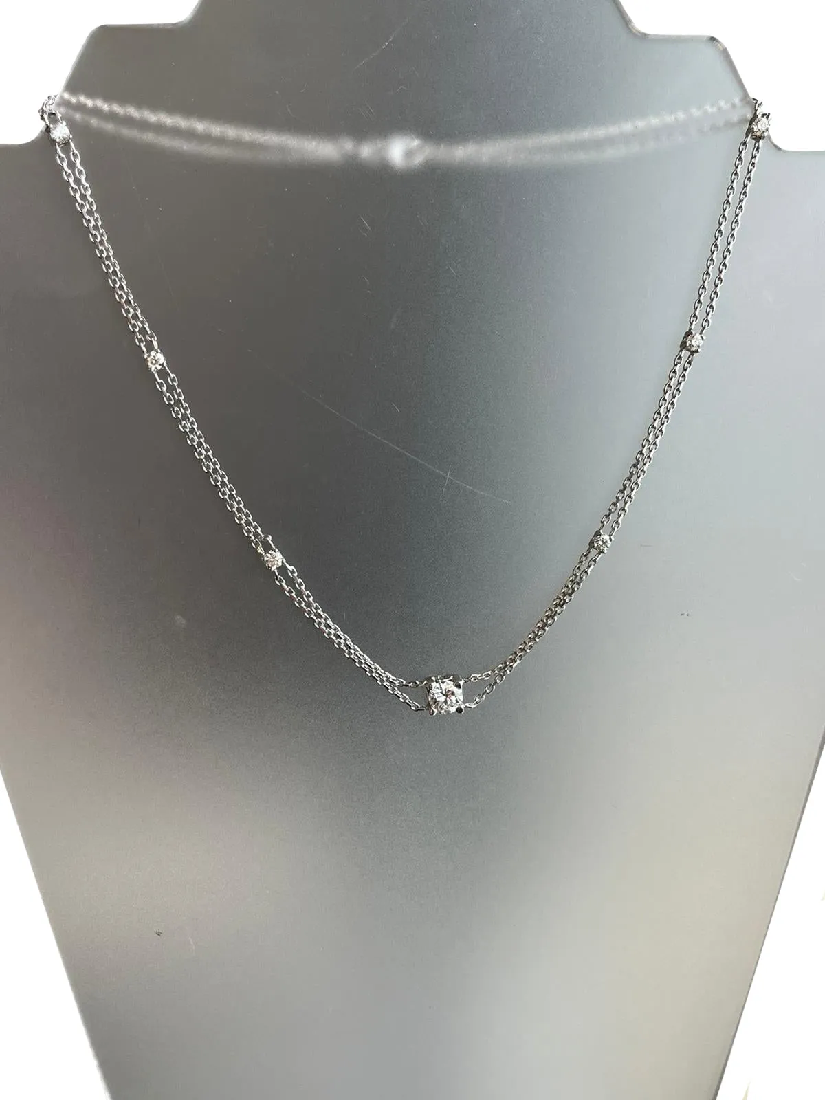 GIA 2.40ct Natural Diamonds 1.19ct Center Stone I VS 14K White?Gold Necklace