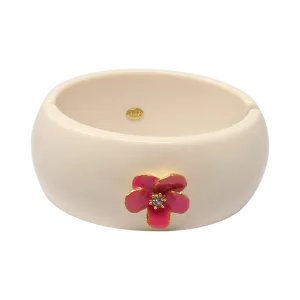 Gold & Pink Enamel Flower Cuff