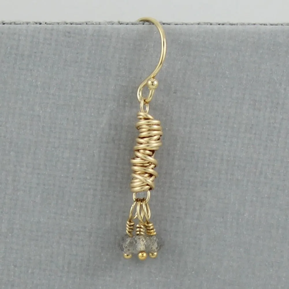 Gold Micro-Twist and Gemstone Earring